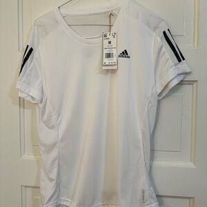 Adidas White Black Short Sleeve Fitted Tee